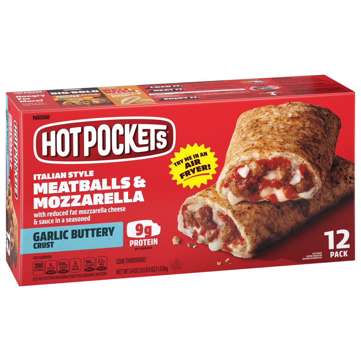 slide 8 of 15, Hot Pockets Italian Style, Meatballs and Mozzarella, Frozen Snack, 12 Pack, 12 ct