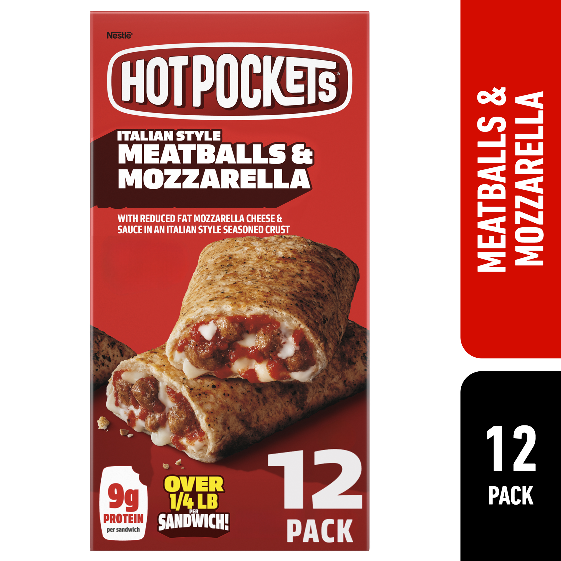 slide 1 of 15, Hot Pockets Italian Style, Meatballs and Mozzarella, Frozen Snack, 12 Pack, 12 ct