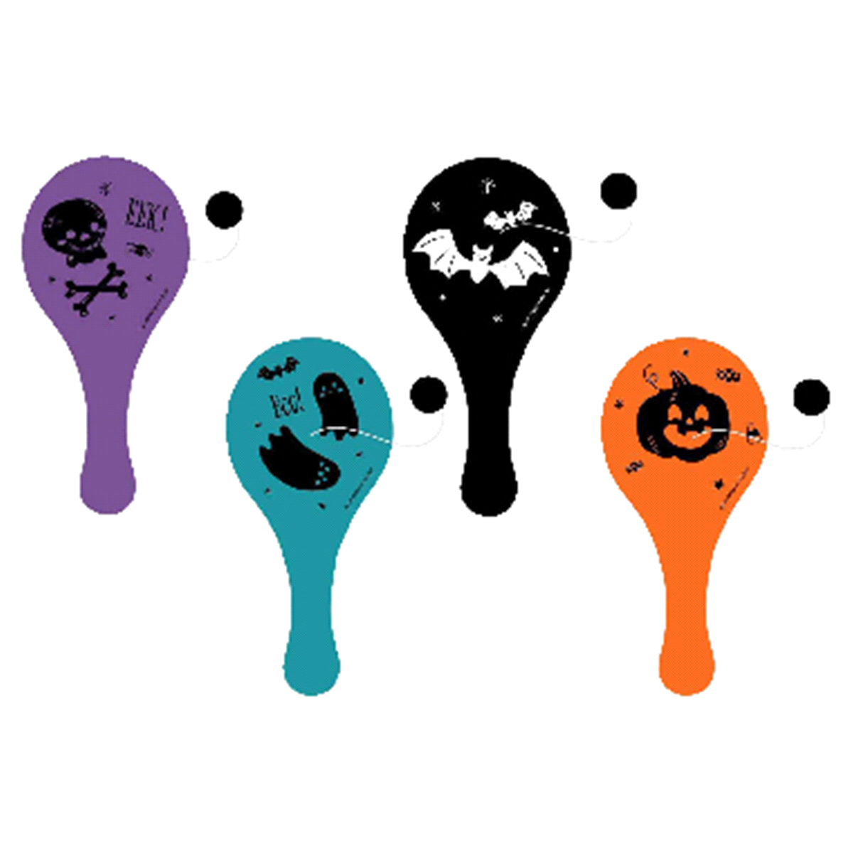 slide 1 of 1, Meijer Halloween Mini Paddle Balls, 4 ct