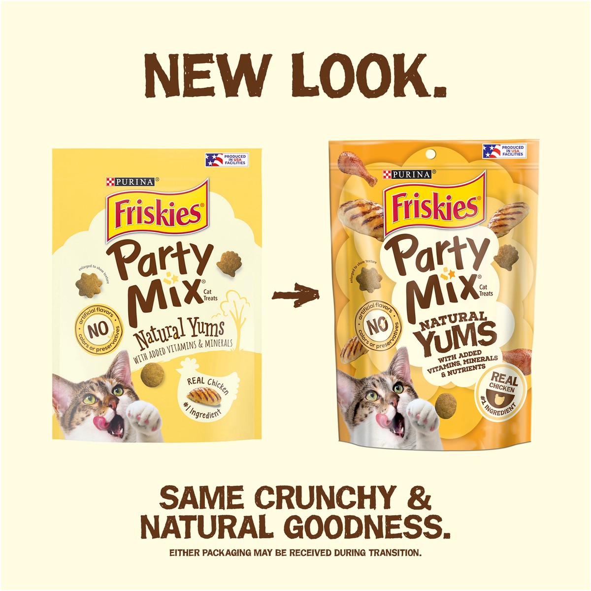 slide 10 of 16, Friskies Purina Friskies Natural Cat Treats, Party Mix Natural Yums With Real Chicken & Vitamins, Minerals & Nutrients, 2.1 oz