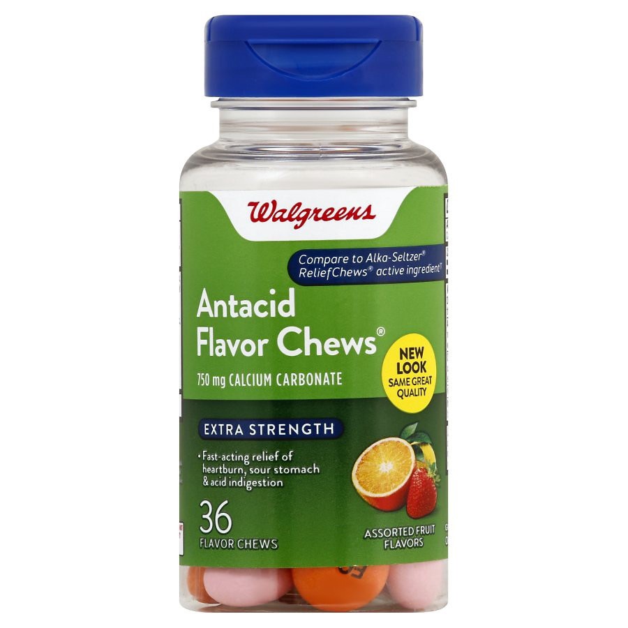 slide 1 of 5, Walgreens Extra Strength Antacid Assorted Fruit Flavor Chews 750Mg, 36 ct