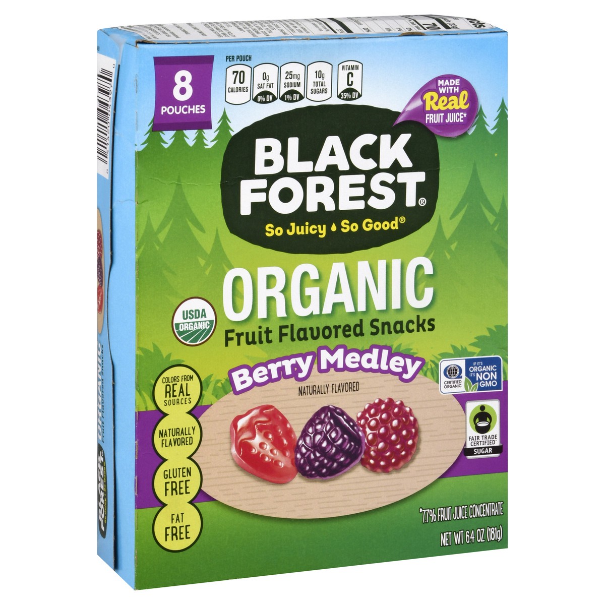 slide 2 of 9, Black Forest Organic Berry Medley Snacks 8 ea, 8 ct; 6.4 oz