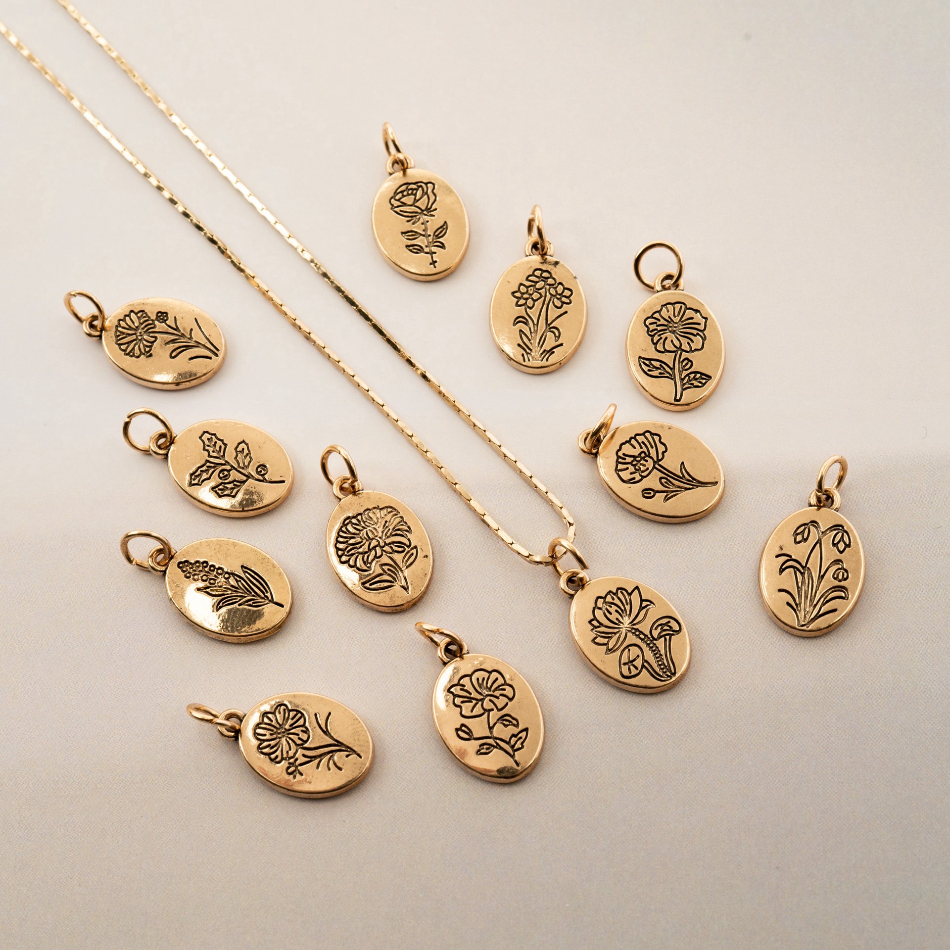 slide 3 of 3, Crystal Lane Diy Gold Birth Flower Charms, 12ct., 12 ct