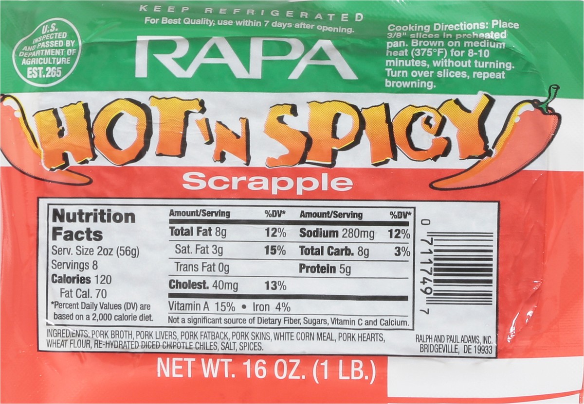 slide 13 of 13, RAPA Hot'n Spicy Scrapple 16 oz, 16 oz