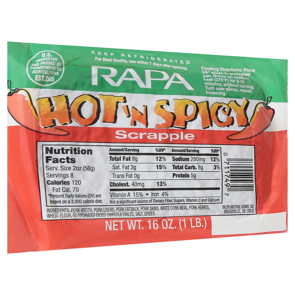 slide 2 of 13, RAPA Hot'n Spicy Scrapple 16 oz, 16 oz