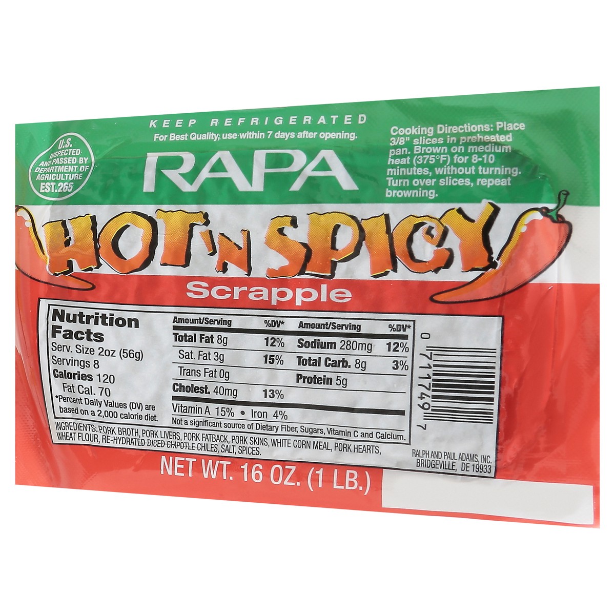 slide 10 of 13, RAPA Hot'n Spicy Scrapple 16 oz, 16 oz