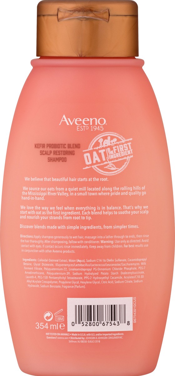 slide 7 of 9, Aveeno Kefir Probiotic Blend Scalp Restoring Shampoo 354 ml, 12 oz