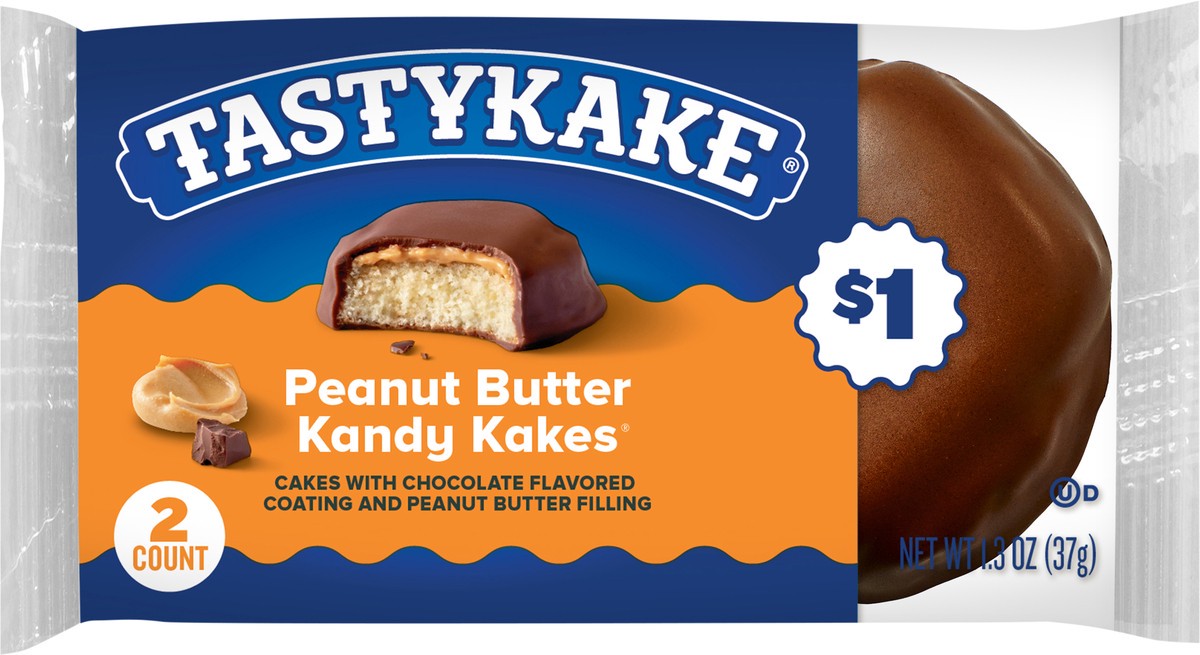 slide 4 of 11, Tastykake Peanut Butter Kandy Kakes, Chocolate and Peanut Butter Snack Cakes, 1.33 oz, 2 Count, 2 ct
