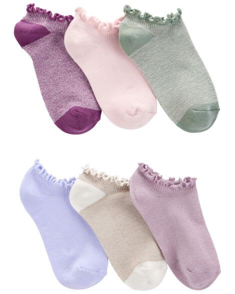slide 1 of 1, Carter's Kid 6-Pack No Show Socks Multi 8-14, 1 ct