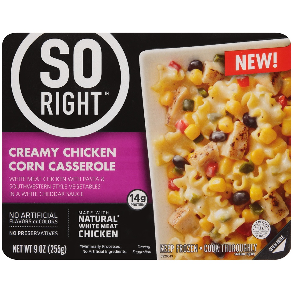 slide 1 of 1, So Right Creamy Chicken Corn Casserole, 9 oz