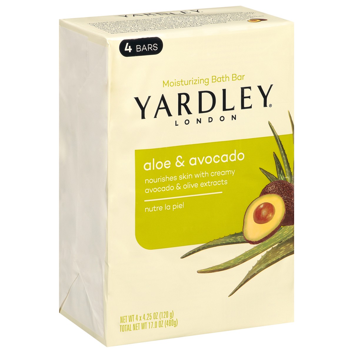 slide 9 of 9, Yardley London Nourishing Bath Soap Bar Aloe & Avocado, Conditions Skin with Creamy Avocado & Olive Extracts, 4.0 oz Bath Bar, 4 Soap Bars, 4 ct