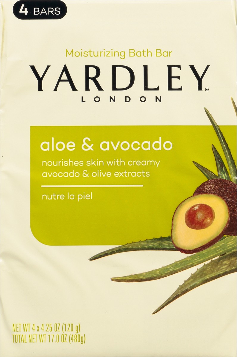 slide 5 of 9, Yardley London Nourishing Bath Soap Bar Aloe & Avocado, Conditions Skin with Creamy Avocado & Olive Extracts, 4.0 oz Bath Bar, 4 Soap Bars, 4 ct