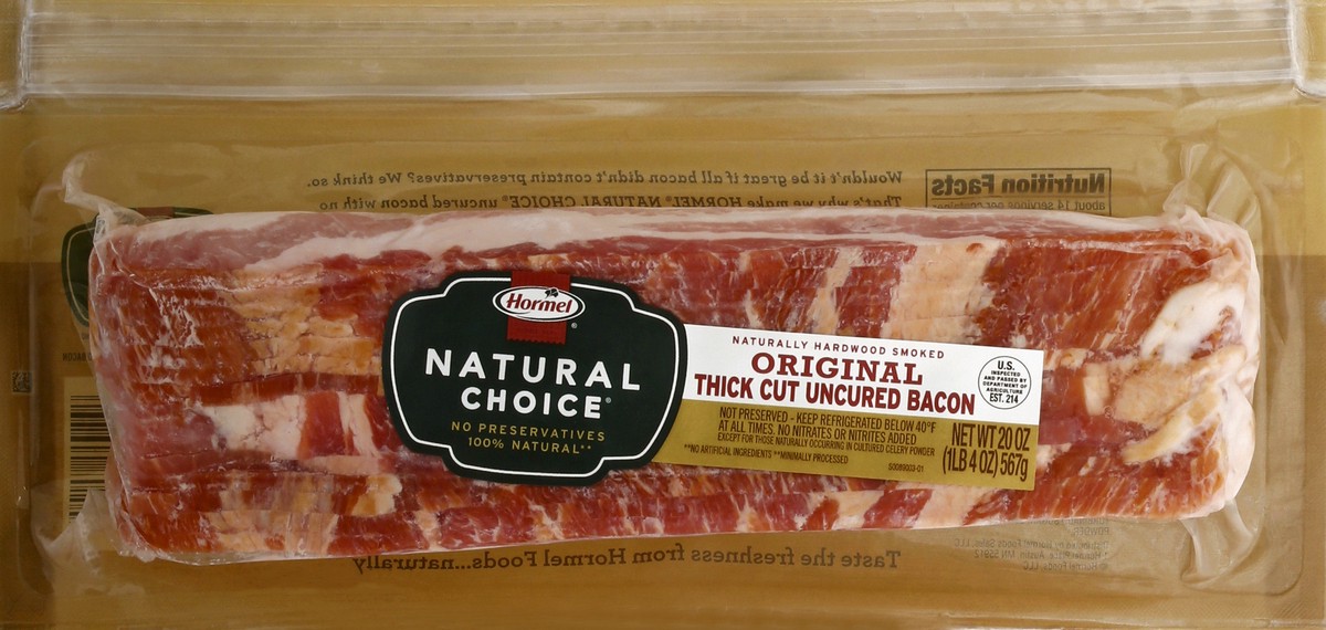 slide 3 of 12, Hormel Thick Cut Uncured Original Bacon 20 oz, 20 oz