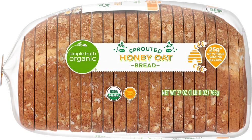 slide 4 of 4, Simple Truth Organic Sprouted Honey Oat Bread, 1 ct