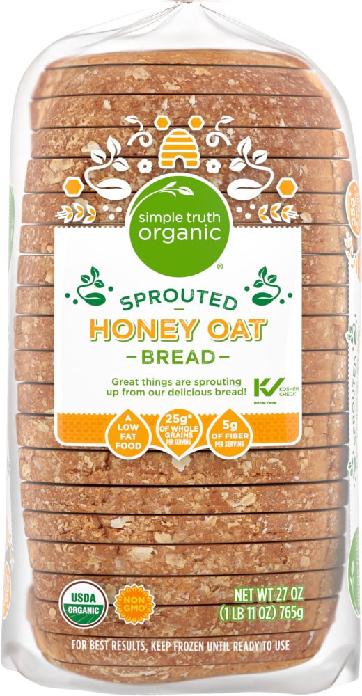 slide 2 of 4, Simple Truth Organic Sprouted Honey Oat Bread, 1 ct