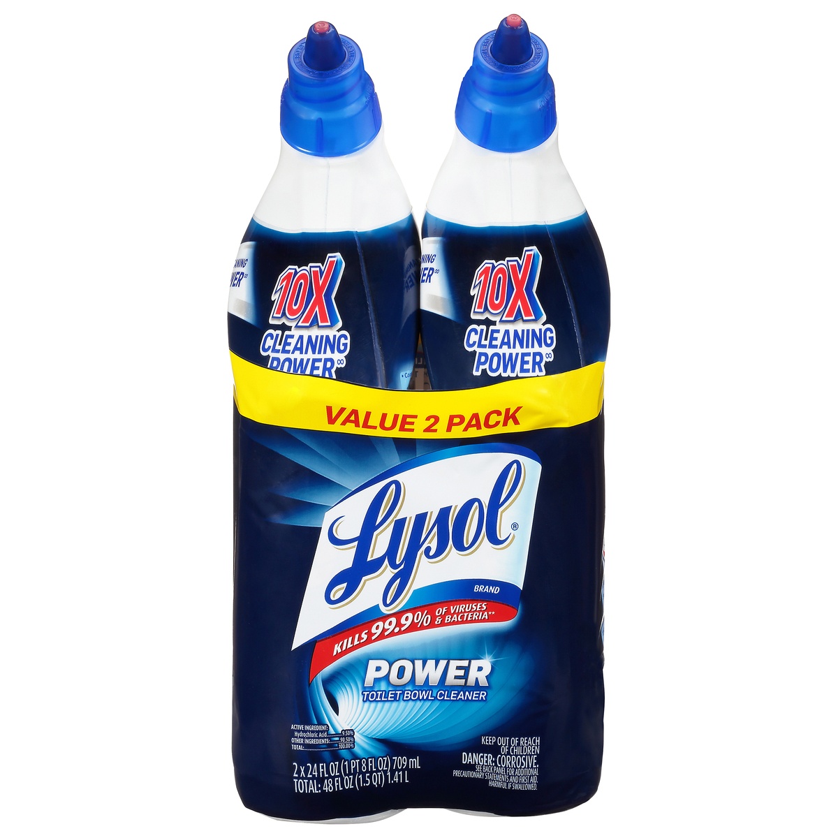slide 10 of 10, Lysol 10x Cleaning Power Toilet Bowl Cleaner Value Pack, 2 ct; 24 oz