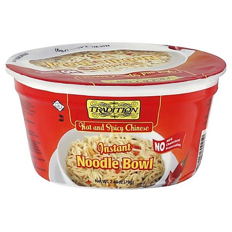 slide 1 of 3, Tradition Instant Hot And Spicy Chinese Noodle Bowl, 2.45 oz