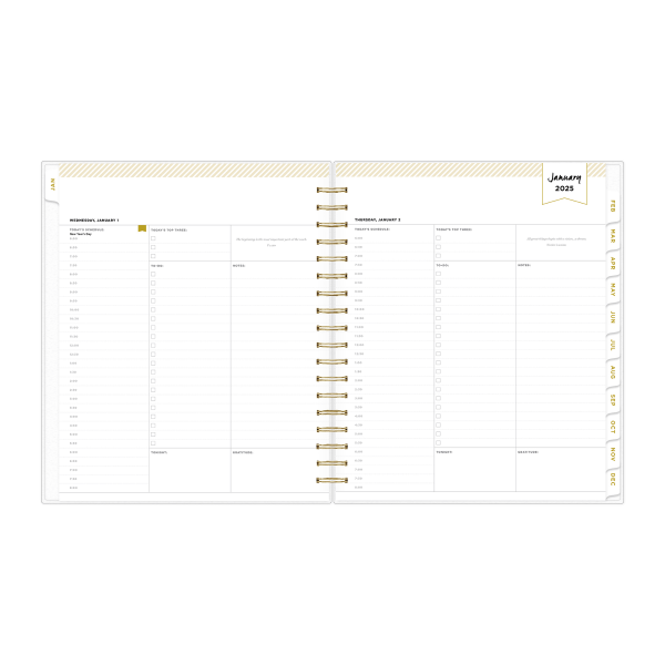slide 6 of 10, 2025 Day Designer Daily/Monthly Planning Calendar, 8"" X 10"", Rugby Stripe Navy, January 2025 To December 2025, 1 ct