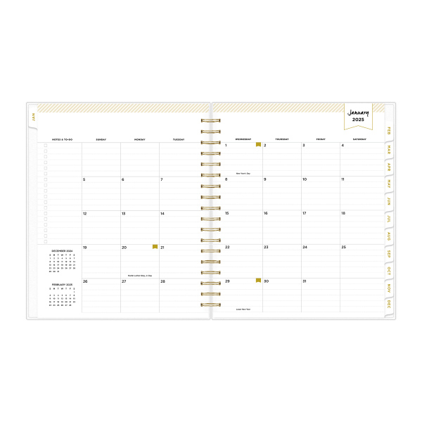 slide 3 of 10, 2025 Day Designer Daily/Monthly Planning Calendar, 8"" X 10"", Rugby Stripe Navy, January 2025 To December 2025, 1 ct