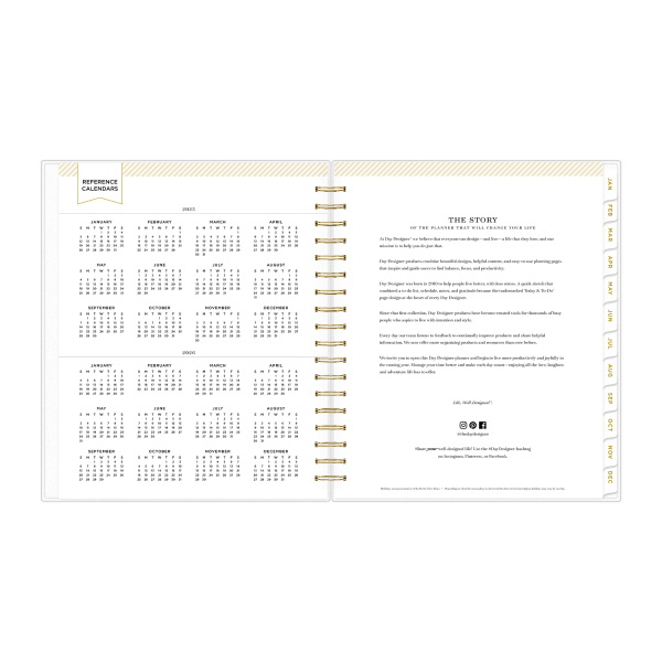 slide 7 of 10, 2025 Day Designer Daily/Monthly Planning Calendar, 8"" X 10"", Rugby Stripe Navy, January 2025 To December 2025, 1 ct