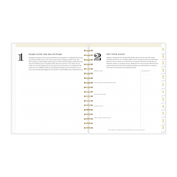 slide 5 of 10, 2025 Day Designer Daily/Monthly Planning Calendar, 8"" X 10"", Rugby Stripe Navy, January 2025 To December 2025, 1 ct