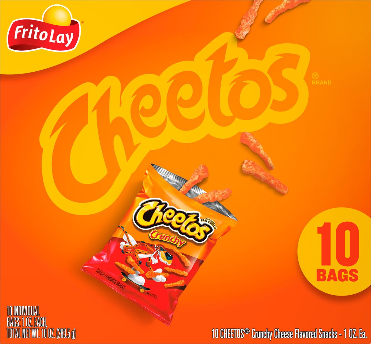 slide 4 of 9, Cheetos Cheese Flavored Snacks, Crunchy, 10 Bags, 10 ct