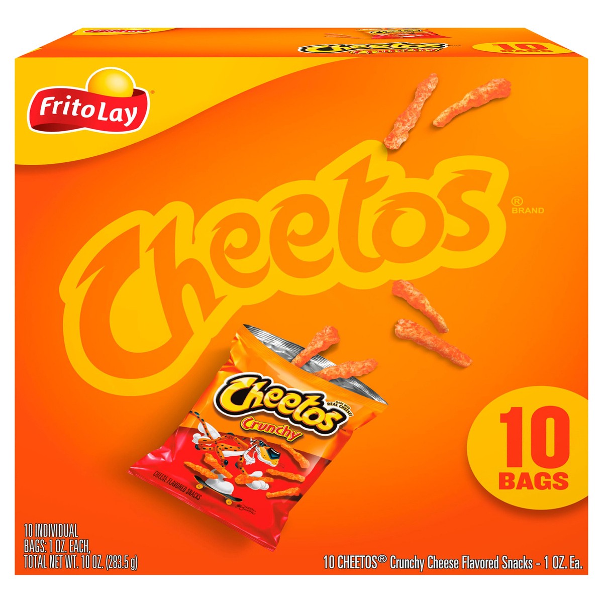 slide 1 of 9, Cheetos Cheese Flavored Snacks, Crunchy, 10 Bags, 10 ct