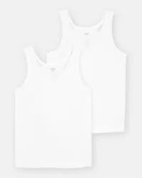 Girls 2-Pack Tank Undershirts - White White 6-6X