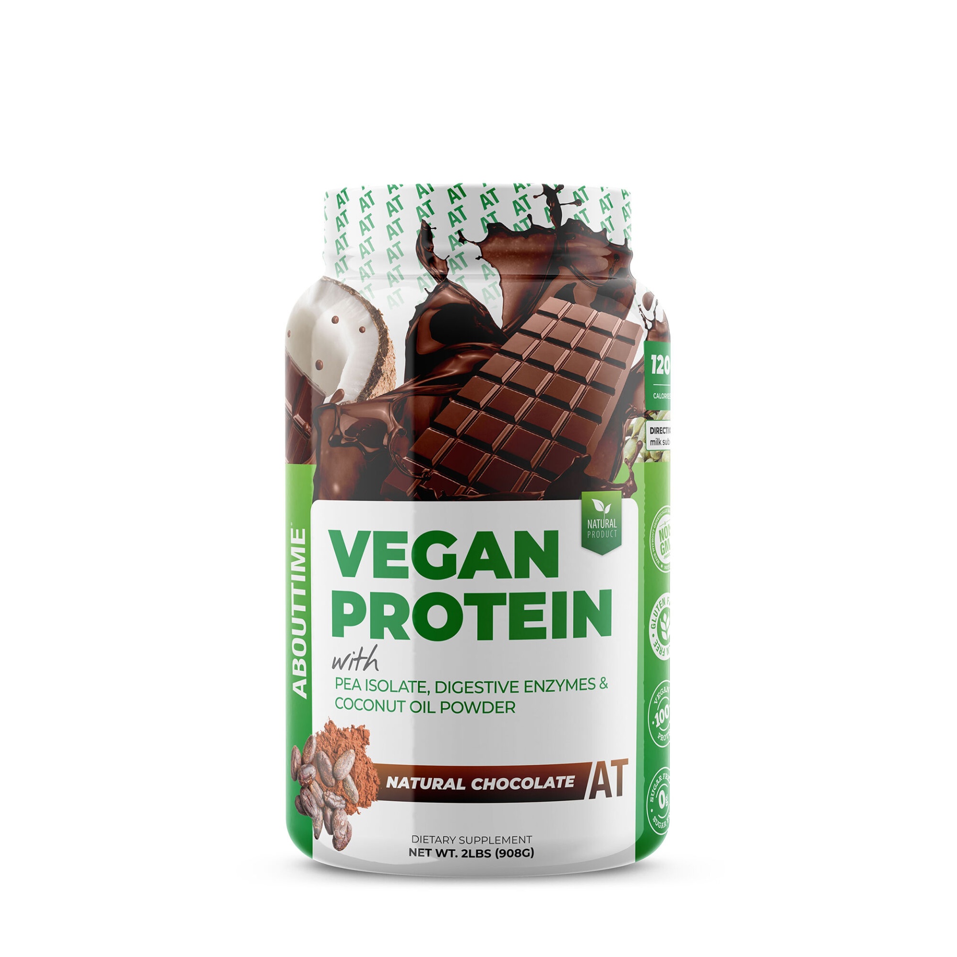 slide 1 of 1, About Time Vegan Protein Powder - Chocolate, 2 lb