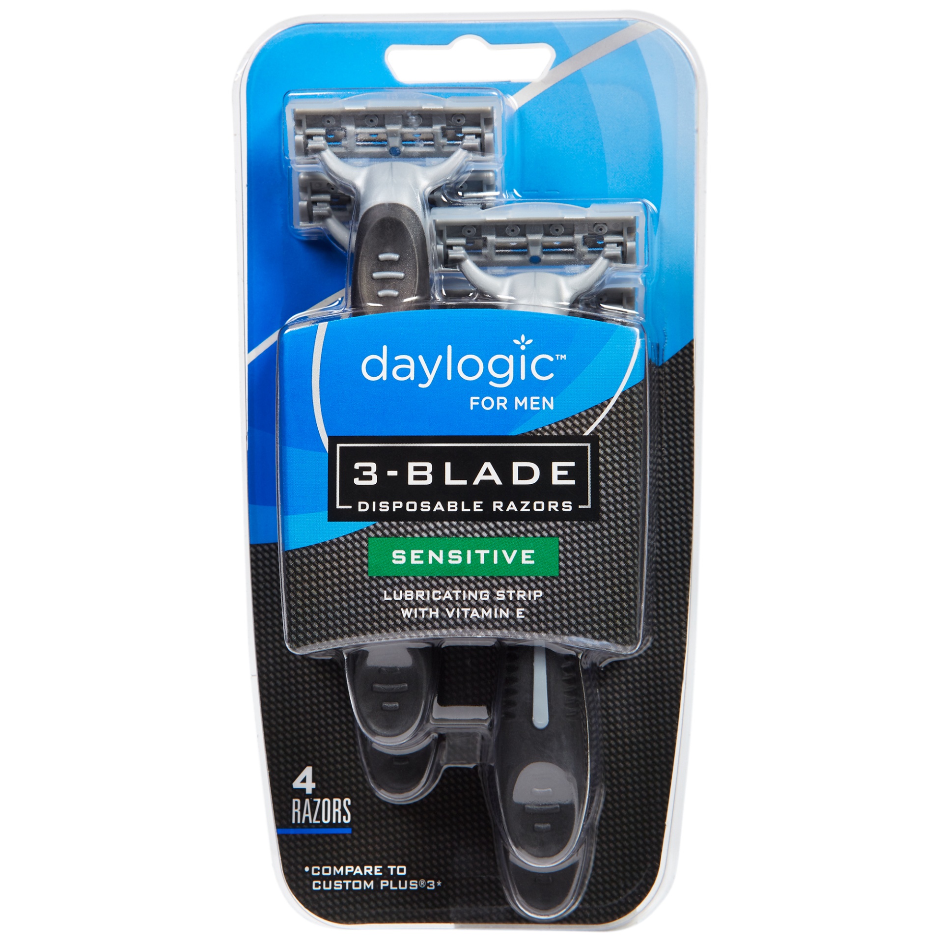 slide 1 of 1, Daylogic for Men 3-Blade Disposable Razors, Sensitive, 4 ct