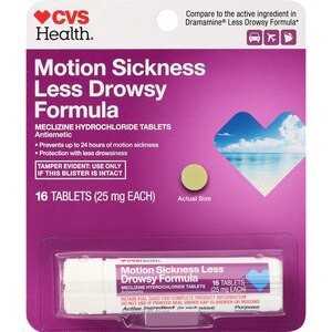 slide 1 of 1, CVS Health Motion Sickness Less Drowsy Formula Tablets, 16 Ct, 1 ct