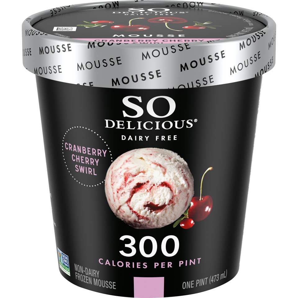 slide 1 of 8, So Delicious Dairy Free Frozen Mousse - Cranberry Cherry Swirl, 1 pint