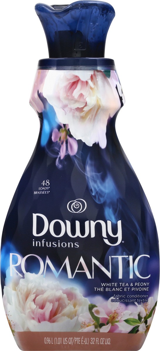 slide 6 of 9, Downy Infusions Liquid Fabric Softener, Romantic, White Tea & Peony, 32 fl oz, 32 oz