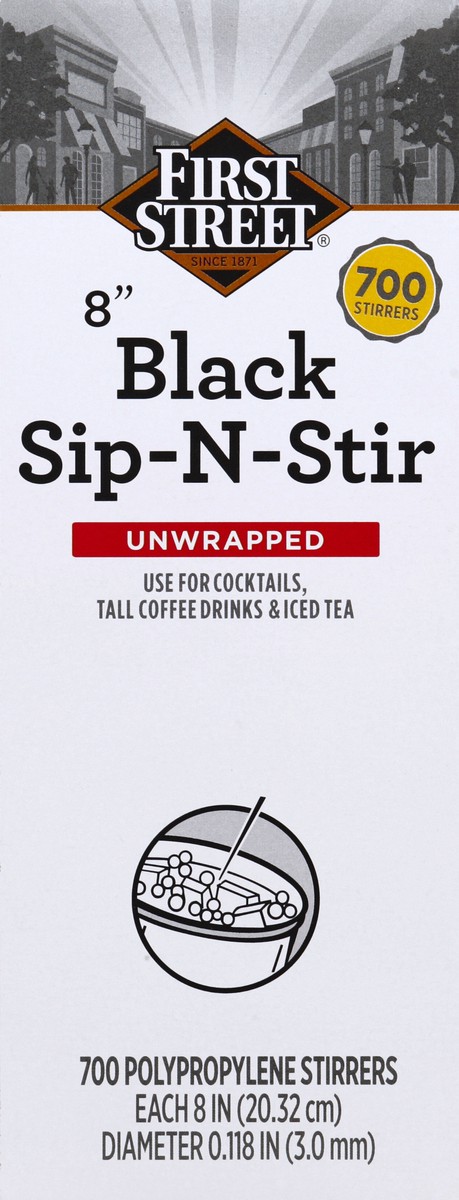 slide 6 of 6, First Street 8In Black Sip N Stir Straws, 700 ct