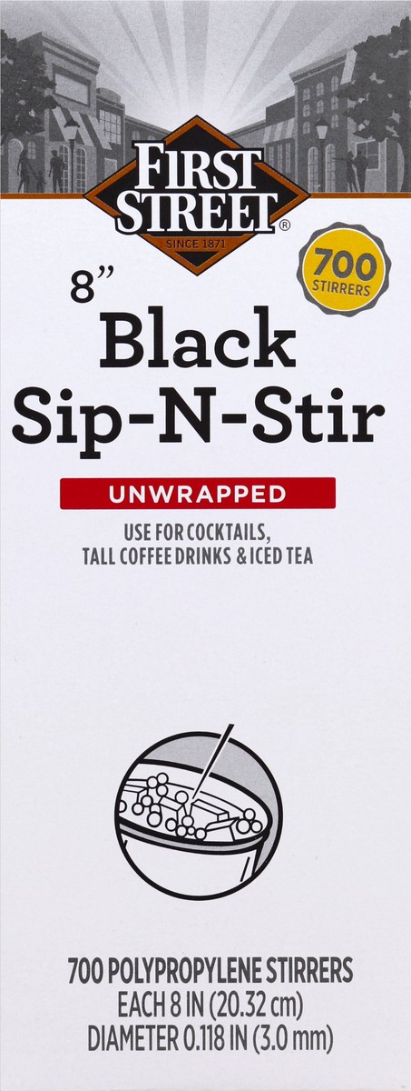 slide 3 of 6, First Street 8In Black Sip N Stir Straws, 700 ct