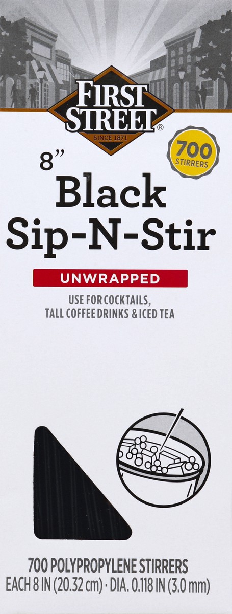 slide 5 of 6, First Street 8In Black Sip N Stir Straws, 700 ct