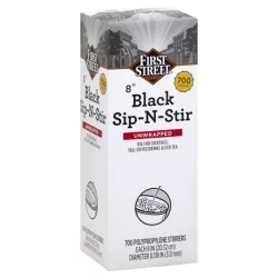First Street 8In Black Sip N Stir Straws