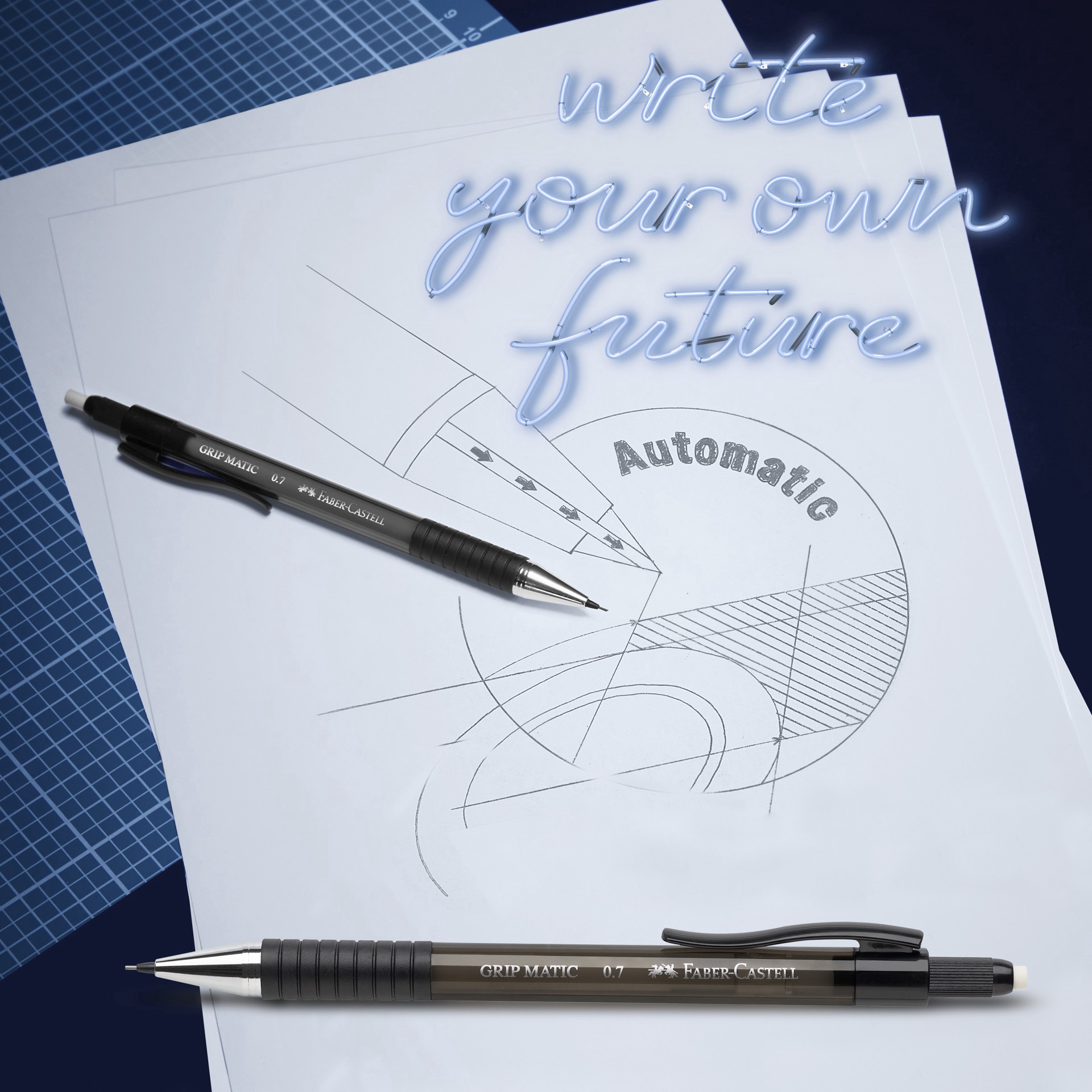 slide 2 of 3, Faber-Castell Grip Matic Mechanical Pencil, fits 0.7 mm and 0.5 mm lead