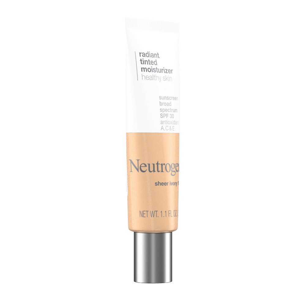 slide 15 of 19, Neutrogena Radiant Tinted Moisturizer with SPF 30 Sheer Ivory 10 - 1.1 fl oz, 1.1 fl oz