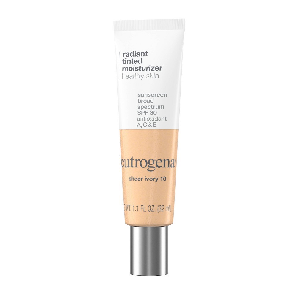 slide 12 of 19, Neutrogena Radiant Tinted Moisturizer with SPF 30 Sheer Ivory 10 - 1.1 fl oz, 1.1 fl oz