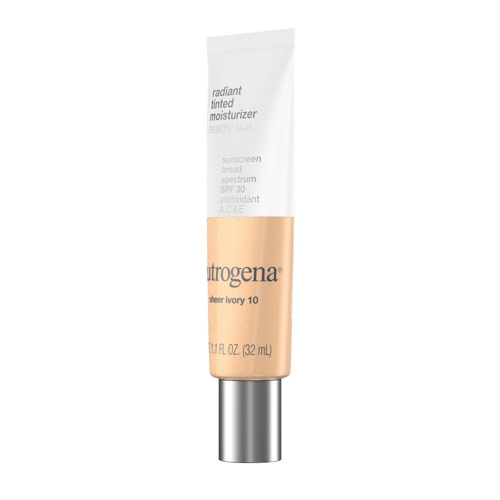 slide 13 of 19, Neutrogena Radiant Tinted Moisturizer with SPF 30 Sheer Ivory 10 - 1.1 fl oz, 1.1 fl oz