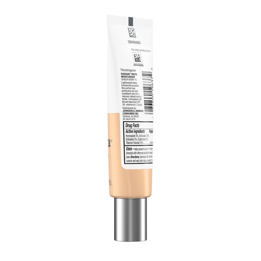 slide 17 of 19, Neutrogena Radiant Tinted Moisturizer with SPF 30 Sheer Ivory 10 - 1.1 fl oz, 1.1 fl oz