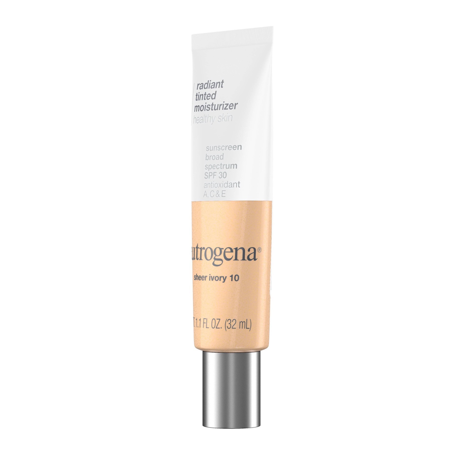 slide 9 of 19, Neutrogena Radiant Tinted Moisturizer with SPF 30 Sheer Ivory 10 - 1.1 fl oz, 1.1 fl oz