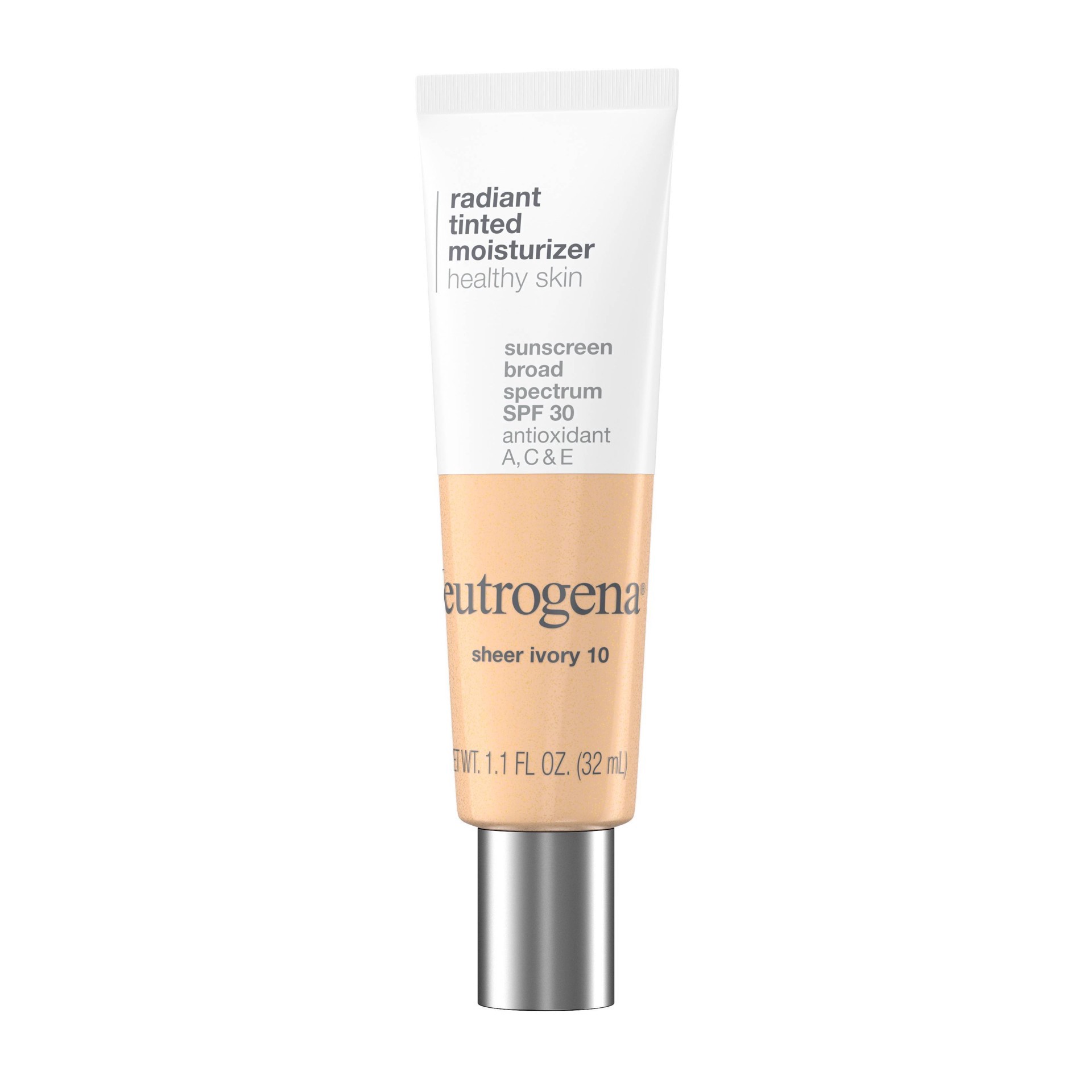 slide 10 of 19, Neutrogena Radiant Tinted Moisturizer with SPF 30 Sheer Ivory 10 - 1.1 fl oz, 1.1 fl oz