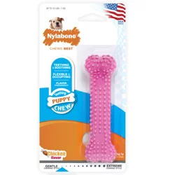 Nylabone Puppy Teething & Soothing Flexible Chew Toy, Chicken Pink, X-Small/Petite - Up to 15 lbs (1 Count)