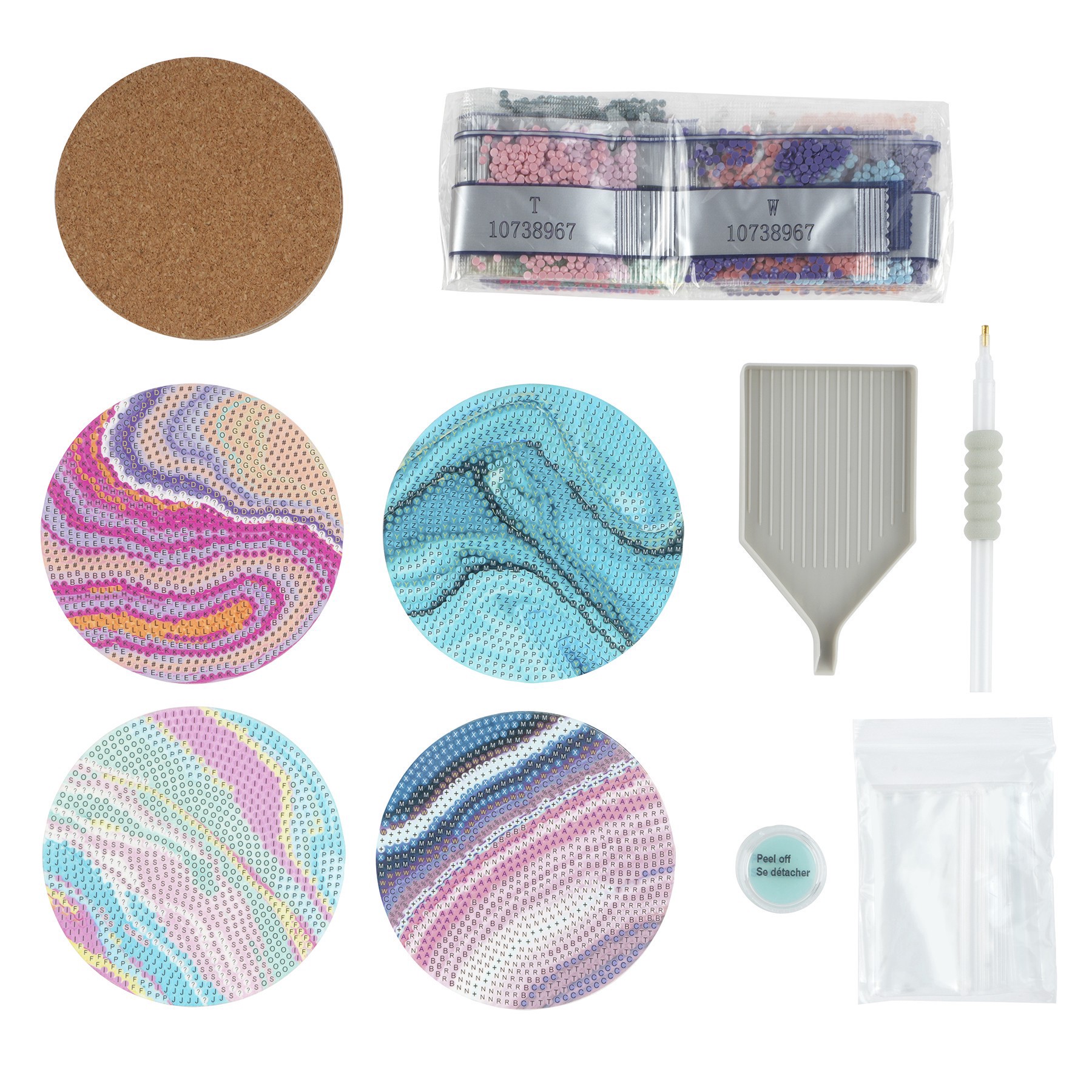 slide 6 of 6, Round Marbled Diamond Art Coaster Kit By Make Market, 4 in x 4 in
