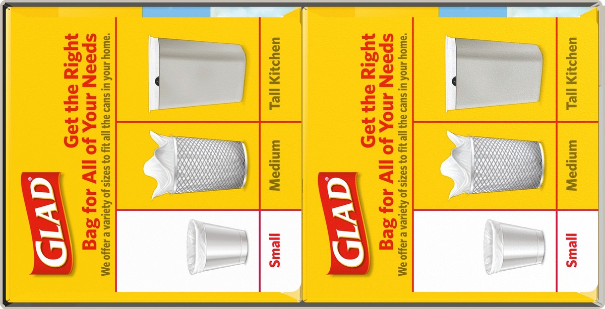 slide 3 of 7, Glad Small Trash Bags - OdorShield 4 Gallon White Trash Bag, Febreze Fresh Clean - 52 Count, 2 ct