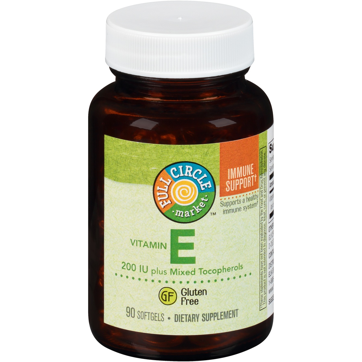 slide 1 of 1, Full Circle Market Vitamin E 200 Iu Plus Mixed Tocopherols Supports A Healthy Immune System Dietary Supplement Softgels, 90 ct