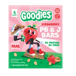 Goodies Strawberry PB&J Bars, Kid Snack Bars, 4 Bars, 3.53 oz