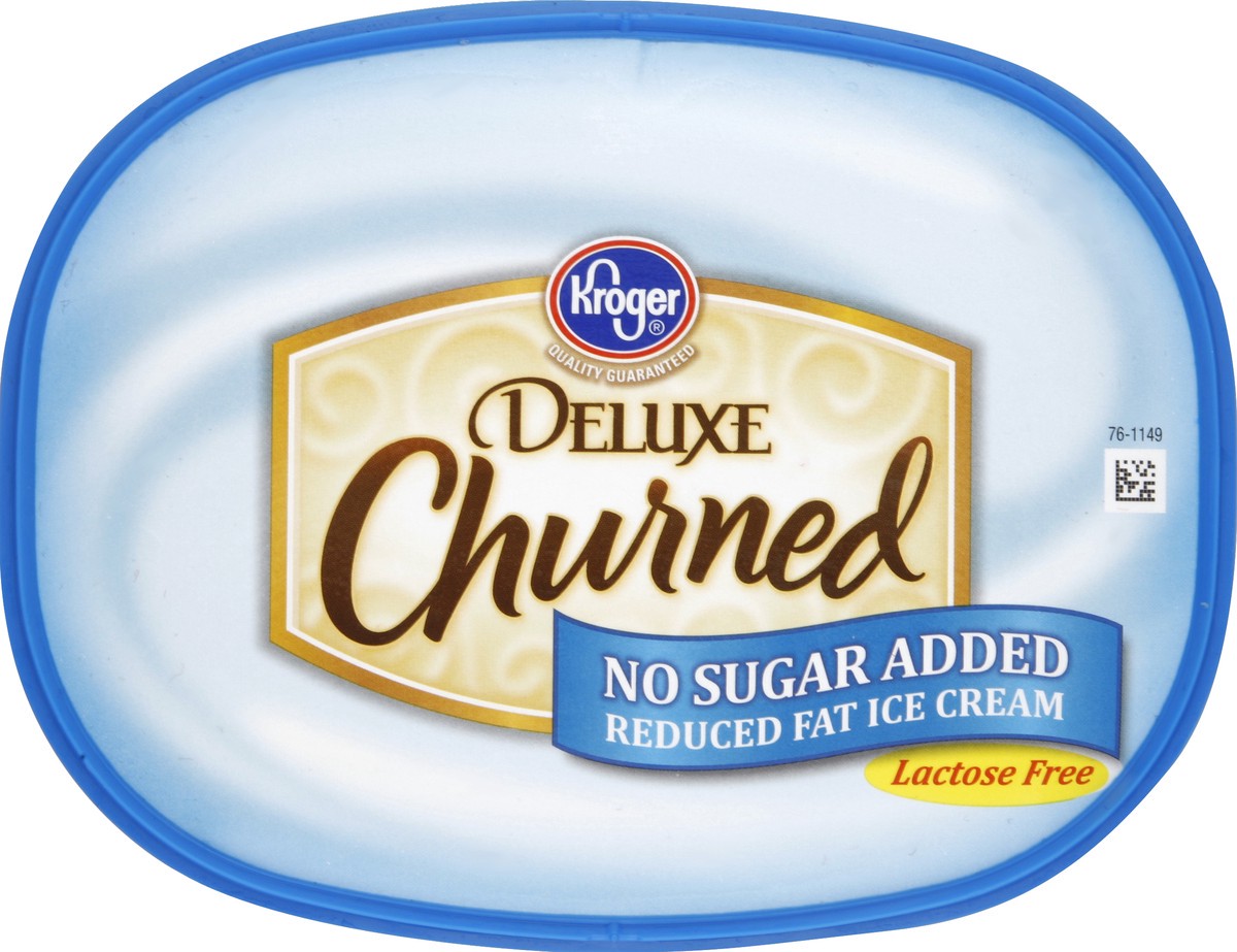slide 2 of 6, Kroger Deluxe Churned Lactose Free No Sugar Added Reduced Fat Vividly Vanilla Ice Cream, 48 fl oz